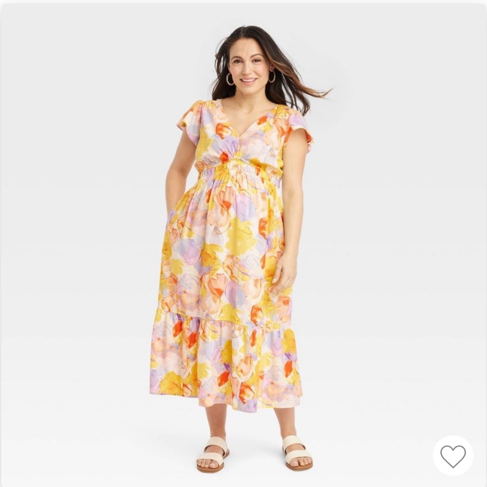 Women’s maternity, mid length, flutter, sleeve dress